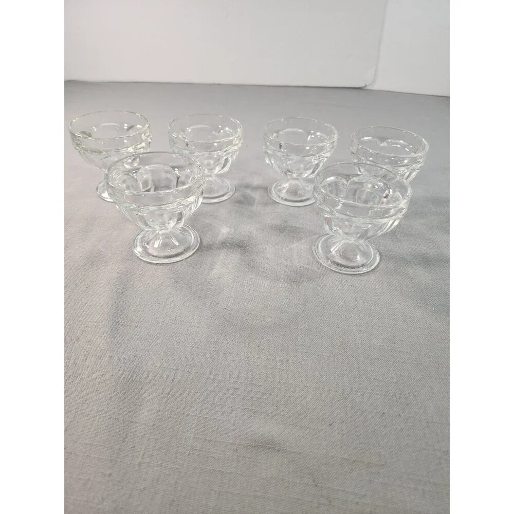 6 Federal Glass? Footed Clear Dessert Cups Ice Cream Dish Sherbet Parfait 3